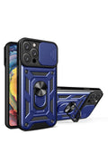 Mey İthalat® iPhone 16 Pro Max Kılıf Pars Lens Yüzüklü Silikon - Lacivert