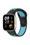 Mey İthalat® Redmi Watch 3 Spor Delikli Kordon - Siyah-Mavi