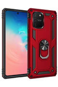 Mey İthalat® Samsung Galaxy A91 / S10 Lite Kılıf Sofya Yüzüklü Silikon Kapak - Kırmızı