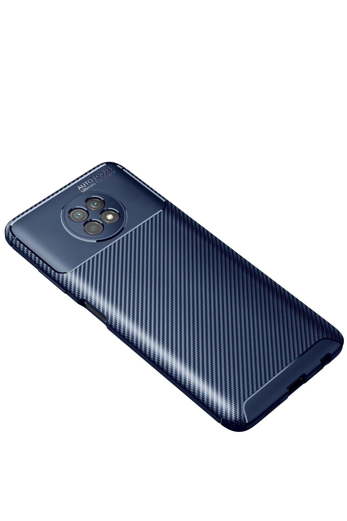Mey İthalat® Redmi Note 9 5G Kılıf Auto Focus Karbon Kapak - Lacivert