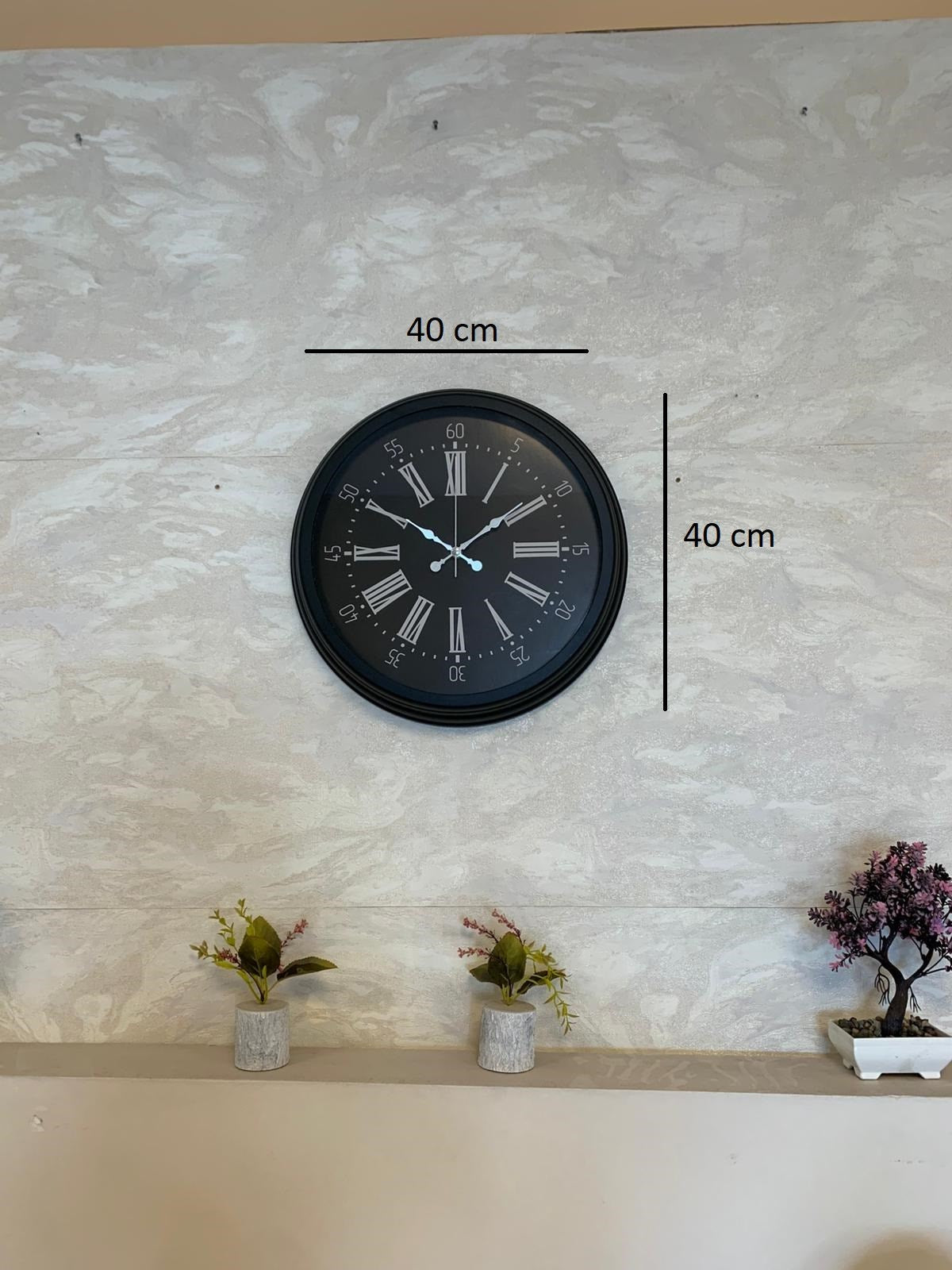 Black Noble 40 Cm Metal Modern Duvar Saati