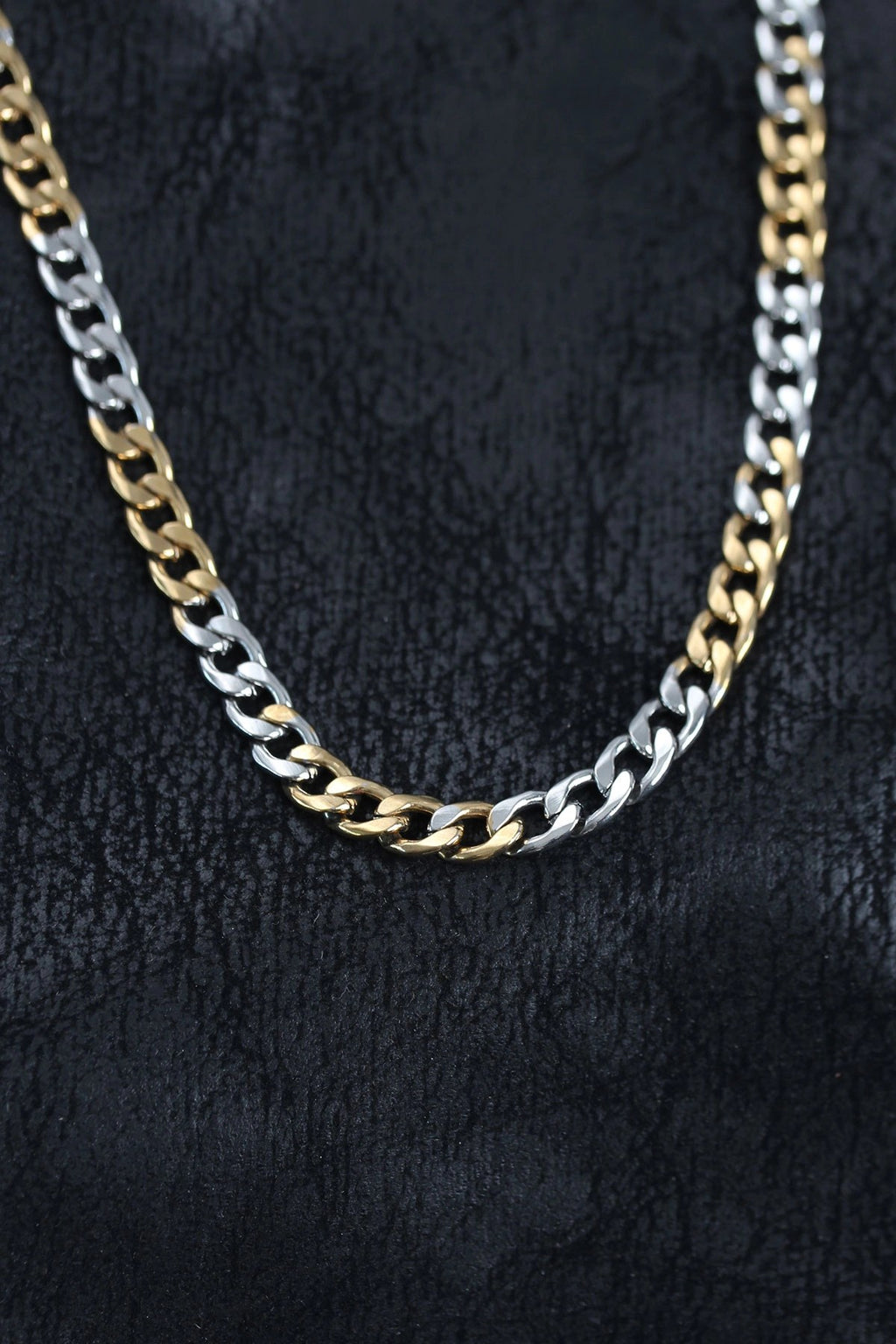 Mey İthalat® 316L Çelik Gümüş ve Gold Renk Curb Erkek Kolye