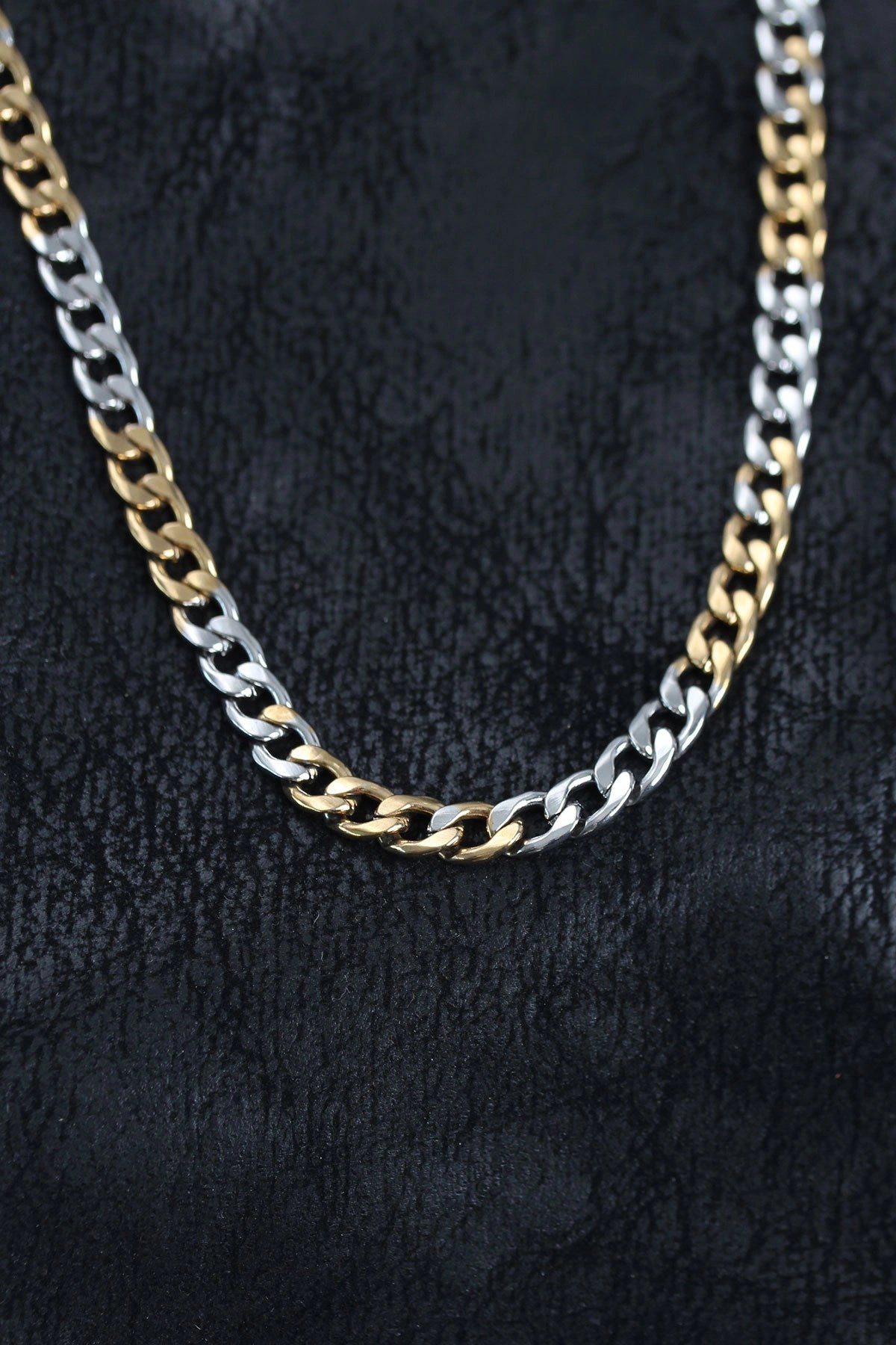 Mey İthalat® 316L Çelik Gümüş ve Gold Renk Curb Erkek Kolye