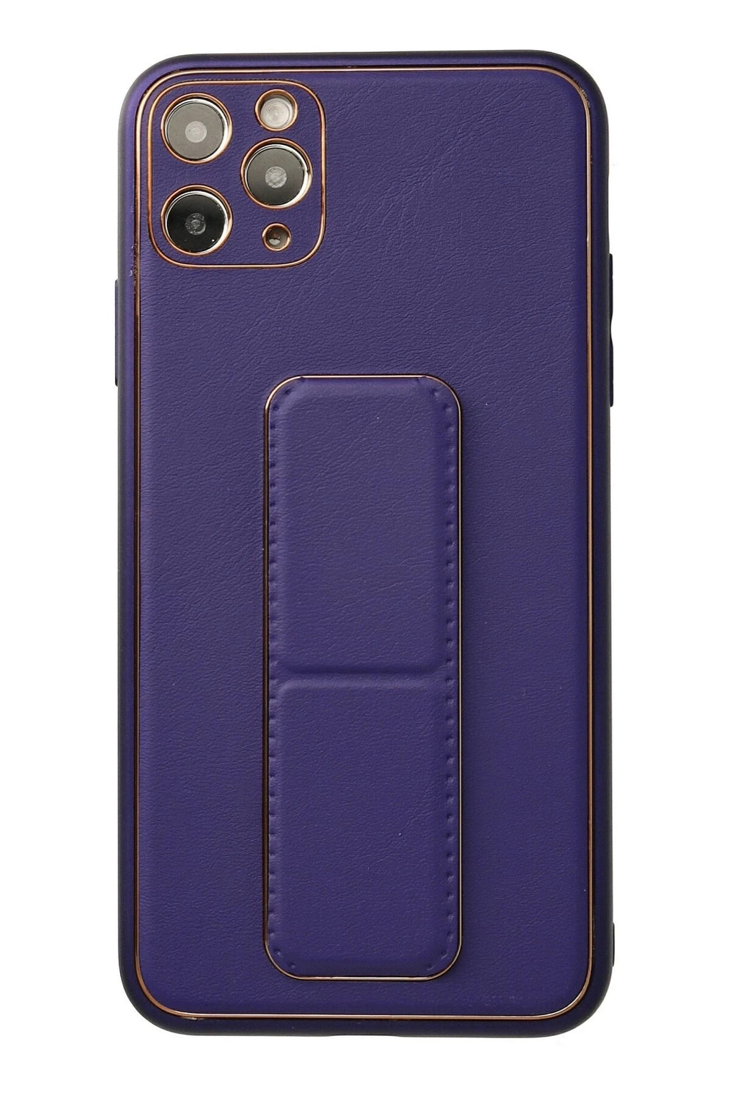 Mey İthalat® iPhone 11 Pro Max Kılıf Coco Deri Standlı Kapak - Mor