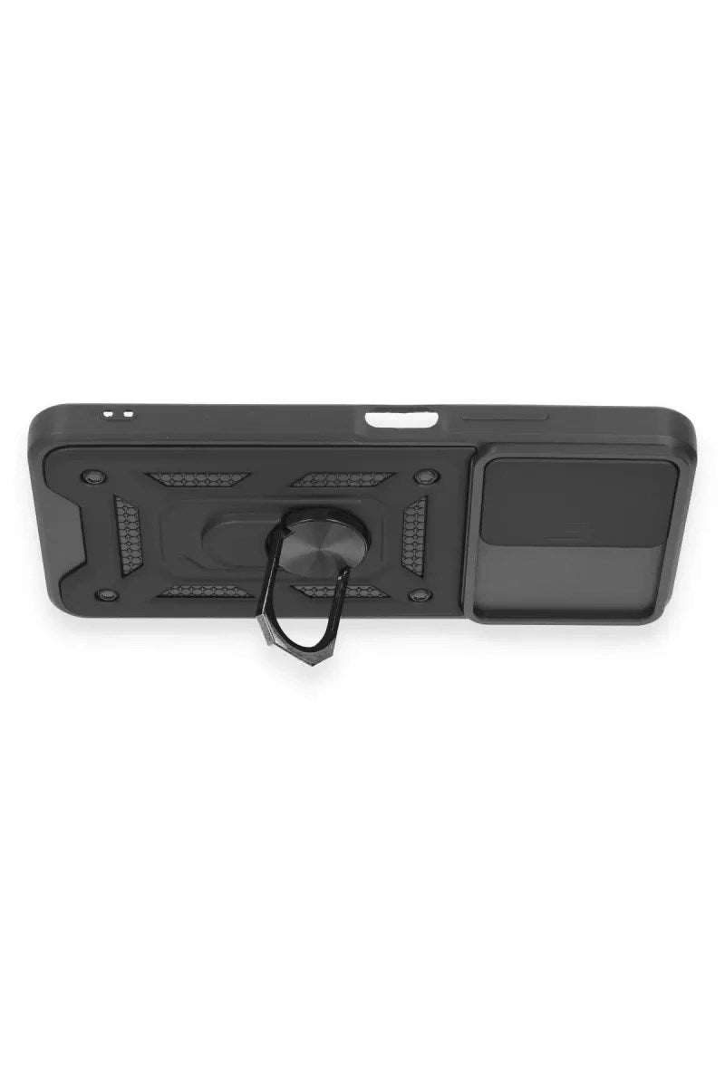 Mey İthalat® Redmi Note 12 4G Kılıf Pars Lens Yüzüklü Silikon - Siyah