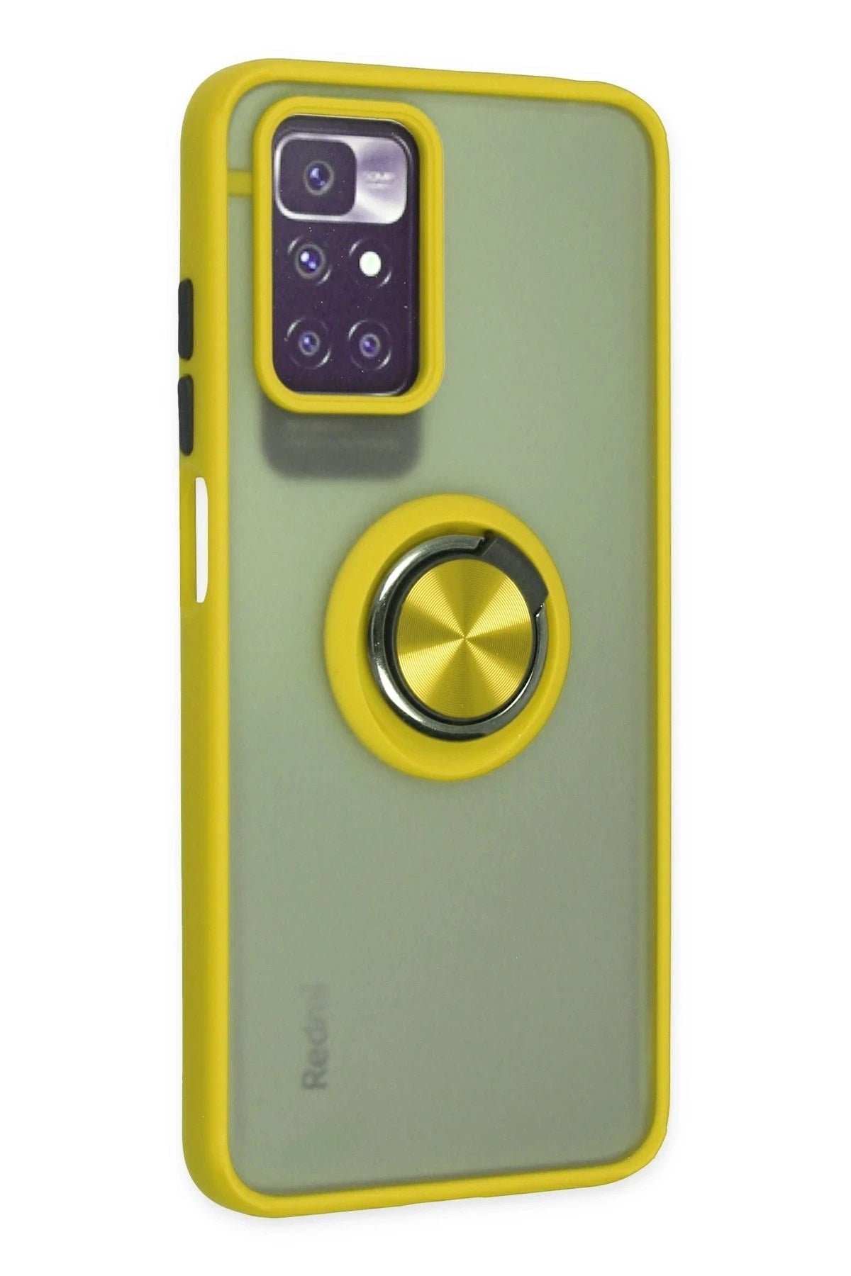 Mey İthalat® Redmi 10 2022 Kılıf Montreal Yüzüklü Silikon Kapak - Sarı