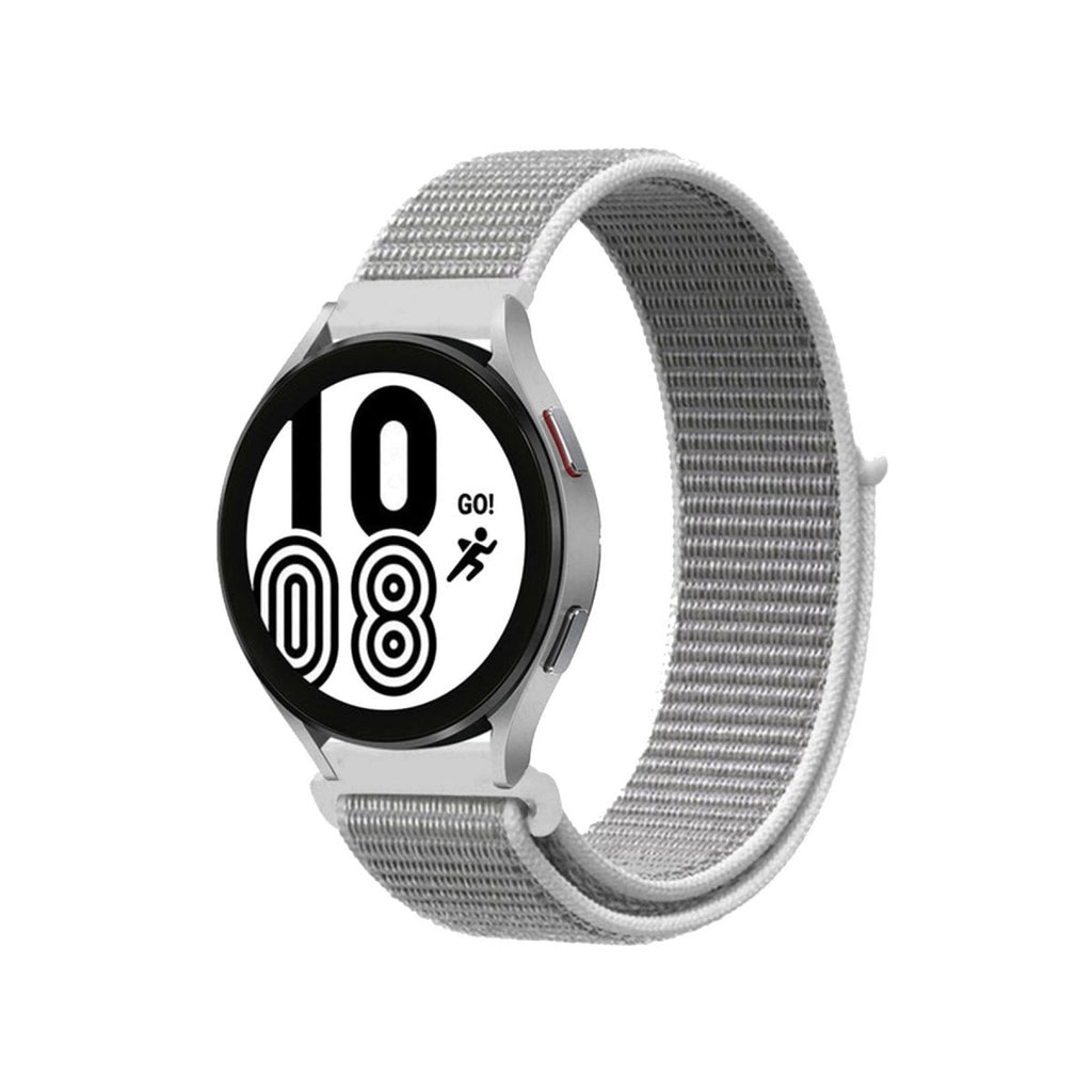 Mey İthalat® Samsung Galaxy Watch 4 Hasırlı Cırtcırtlı Kordon - Beyaz