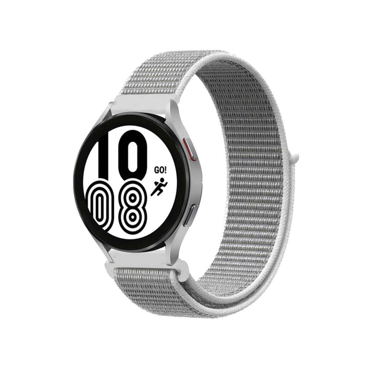 Mey İthalat® Samsung Galaxy Watch 4 Hasırlı Cırtcırtlı Kordon - Beyaz