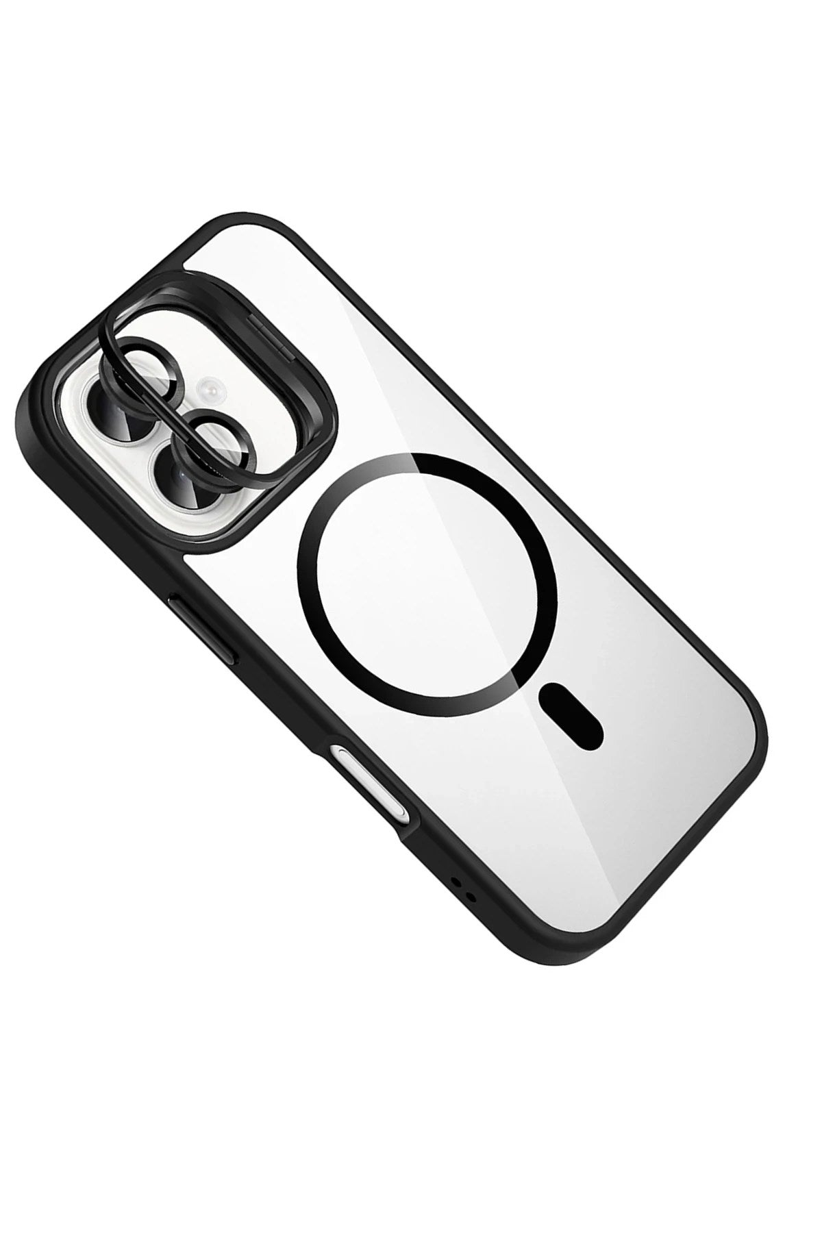 Mey İthalat® iPhone 17 Remim Lensli Magsafe Standlı Kapak - Siyah