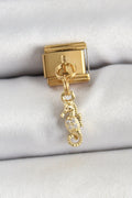 Mey İthalat® 316L Çelik Sallantılı Zirkon Taşlı Çiçek Model Gold Renk Nomination Charm