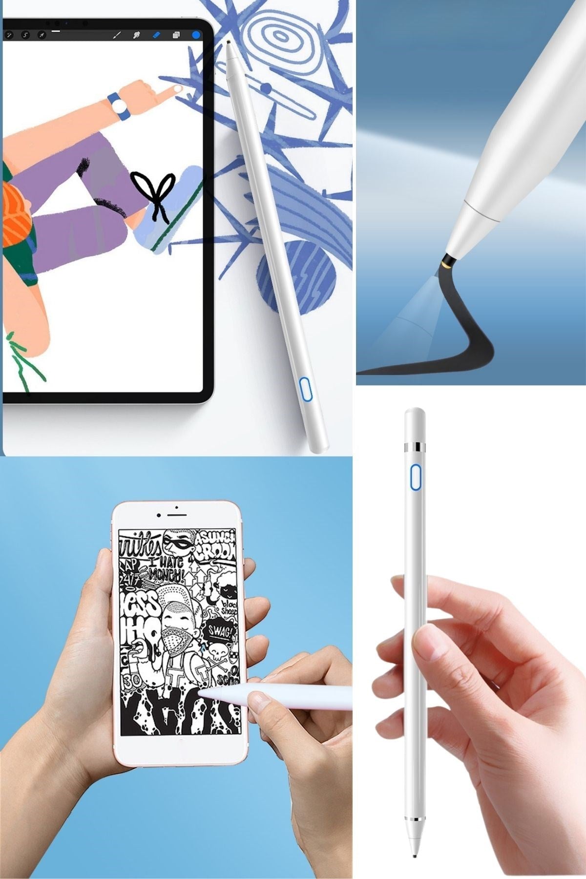 Evrensel Tablet ve Dokunmatik Telefonlarla Uyumlu Hassas Çizim ve Tasarım Kalemi