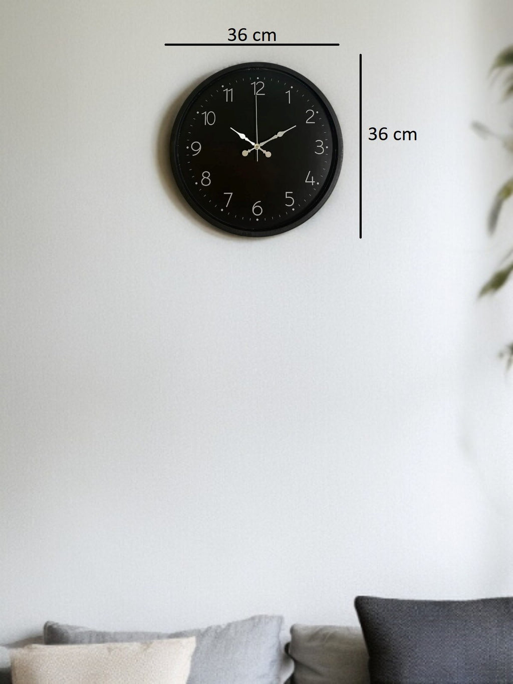 36 Cm Siyah Dekoratif Duvar Saati