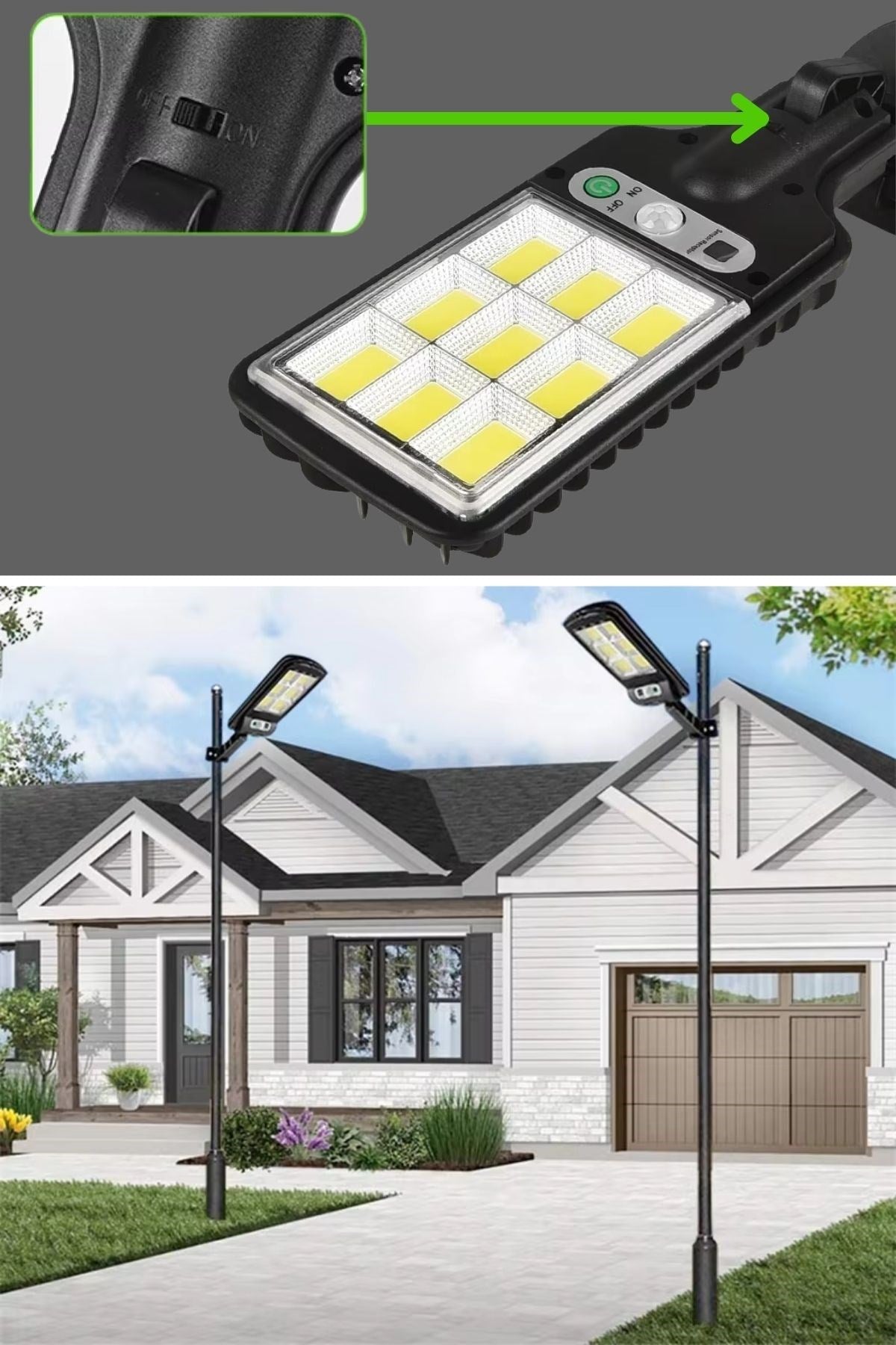 3 Farklı Işık Modlu Güneş Enerjisiyle Şarj Olan Dış Mekan Uyumlu Kumandalı Solar Duvar LEDİ