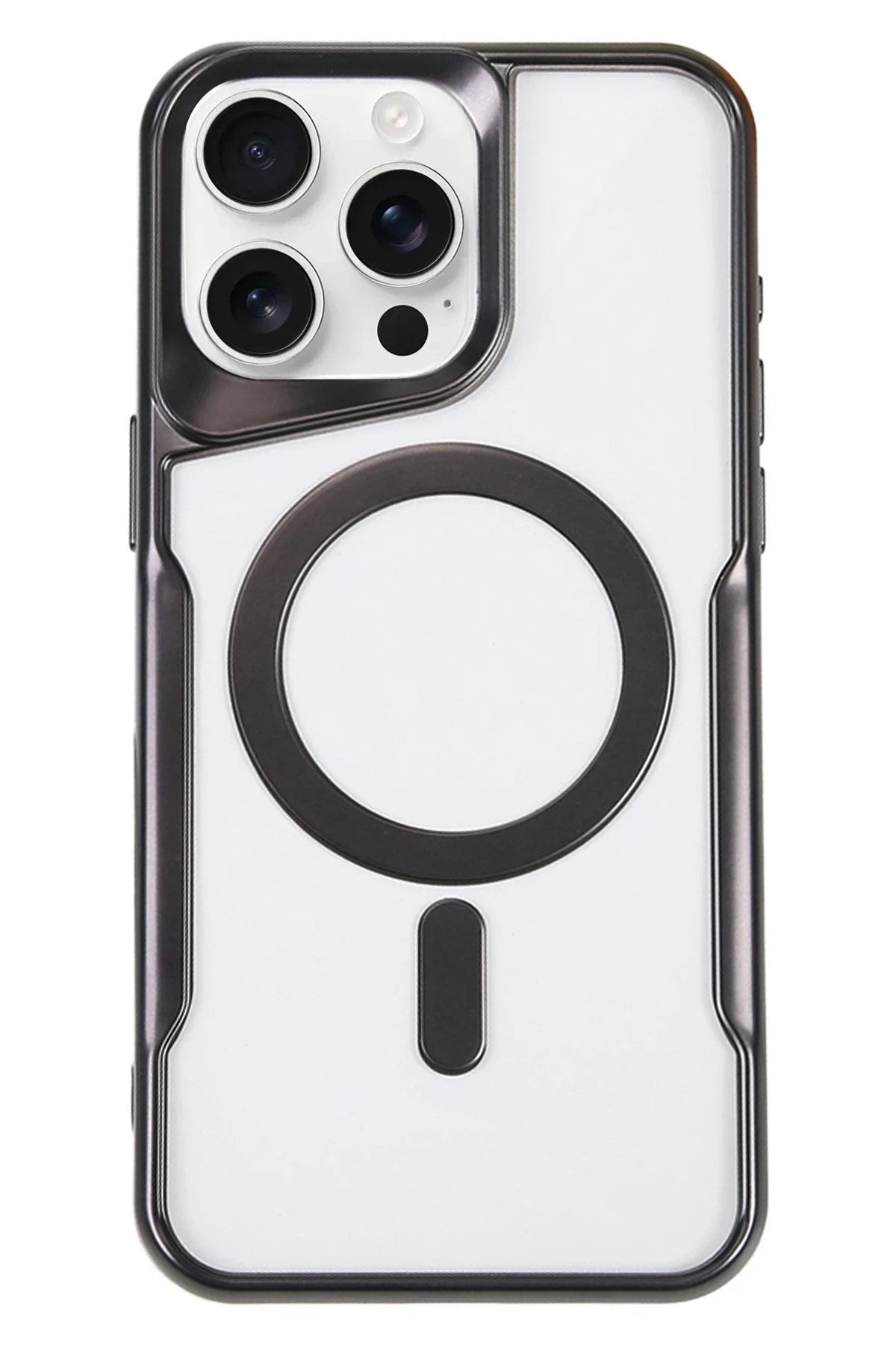 Mey İthalat® iPhone 16 Pro Max Kılıf Boyi Magsafe Silikon Kapak - Siyah
