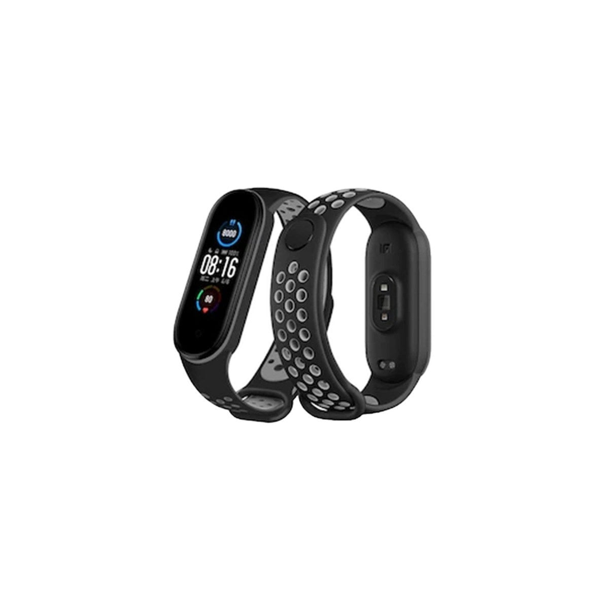 Mey İthalat® Mi Band 7 Spor Delikli Kordon - Siyah-Gri