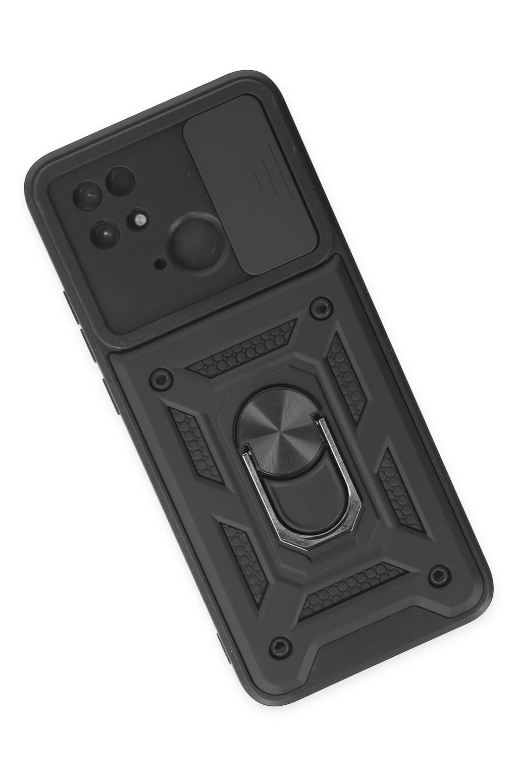 Mey İthalat® Redmi 10C Kılıf Pars Lens Yüzüklü Silikon - Siyah