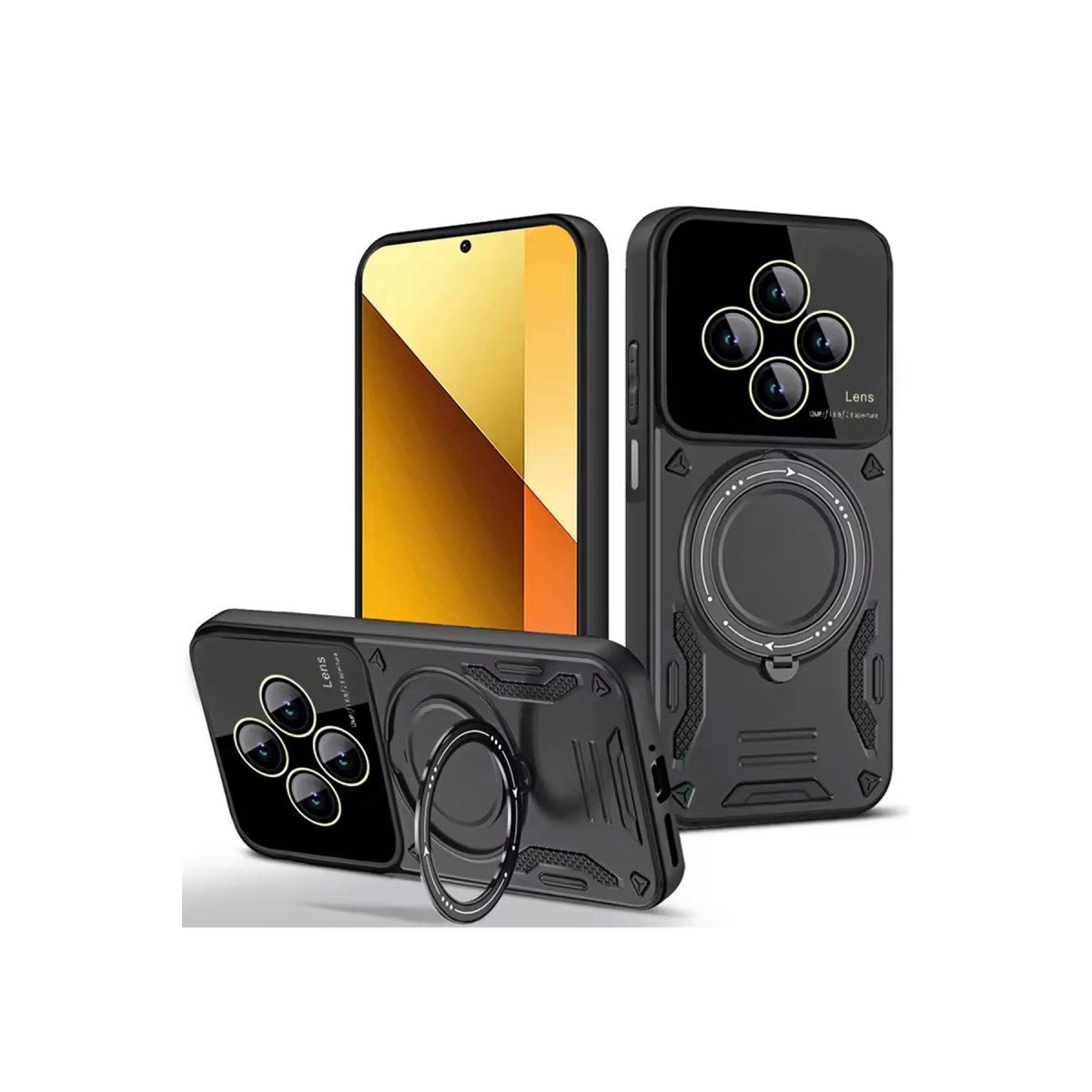 Mey İthalat® Redmi 14C Kılıf Joy Lens Standlı Kapak - Siyah
