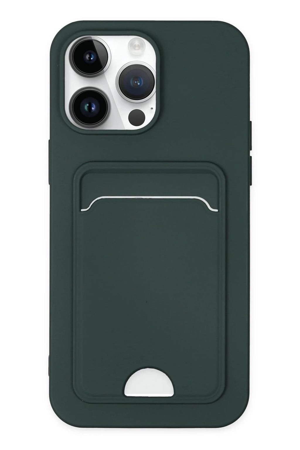 Mey İthalat® iPhone 14 Pro Kılıf Kelvin Kartvizitli Silikon - Koyu Yeşil