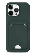 Mey İthalat® iPhone 14 Pro Kılıf Kelvin Kartvizitli Silikon - Koyu Yeşil