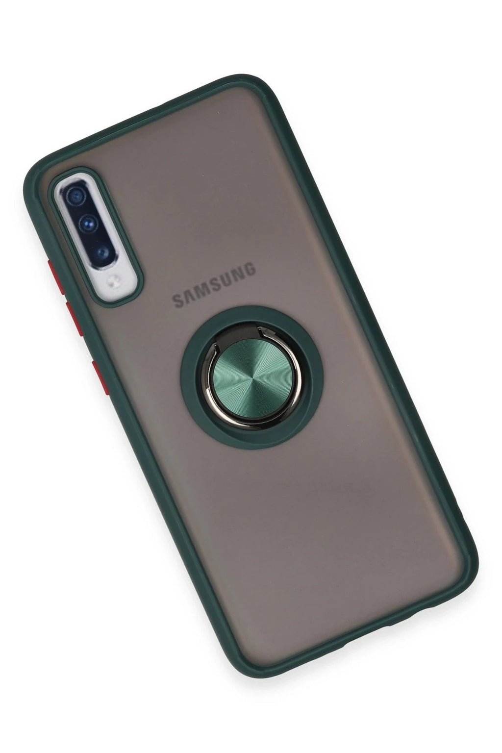 Mey İthalat® Samsung Galaxy A70 Kılıf Montreal Yüzüklü Silikon Kapak - Yeşil