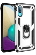 Mey İthalat® Samsung Galaxy A02 Kılıf Sofya Yüzüklü Silikon Kapak - Gümüş