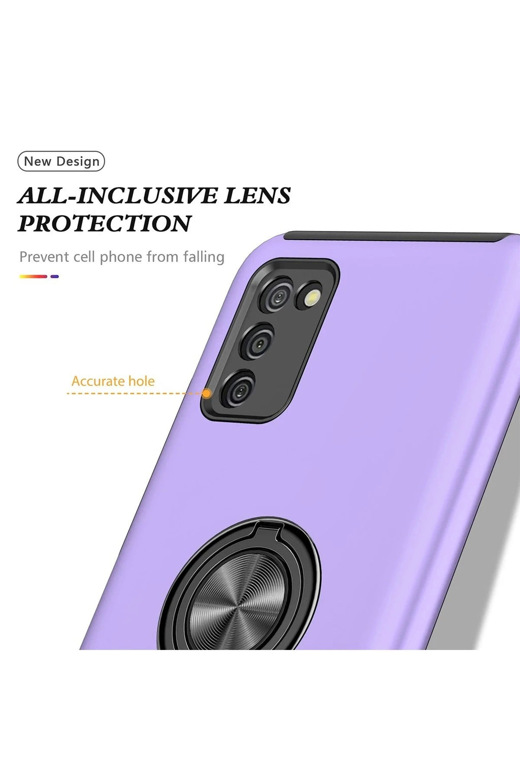 Mey İthalat® Samsung Galaxy A02S Kılıf Elit Yüzüklü Kapak - Mor