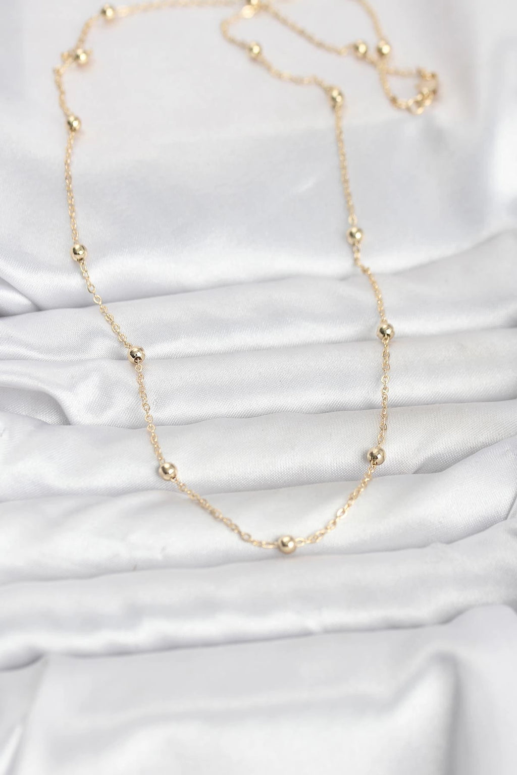 Mey İthalat® CM 14K Gold Renk Pirinç Top Zincirli 60 cm Kadın Kolye
