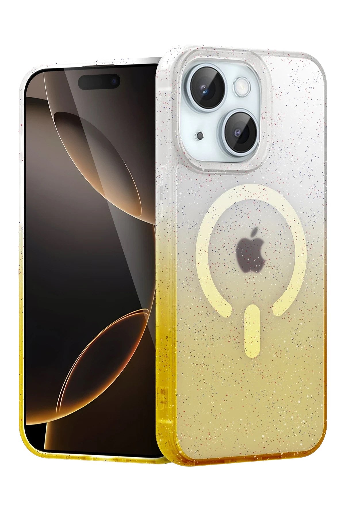 Mey İthalat® iPhone 15 Plus Pummel Shiny Magsafe Kapak - Gold