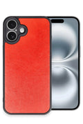 Mey İthalat® iPhone 16 Plus Kılıf Aras Deri Kapak - Kırmızı