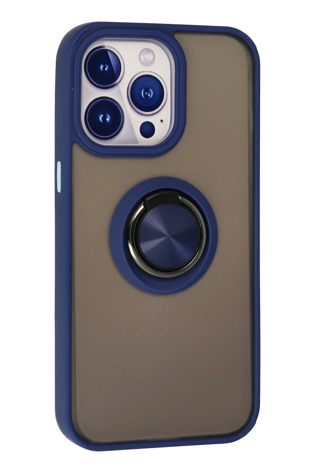 Mey İthalat® iPhone 13 Pro Kılıf Montreal Yüzüklü Silikon Kapak - Lacivert